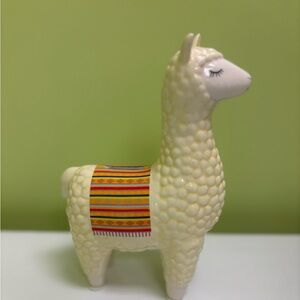Ceramic Llama Figurine with Colorful Blanket